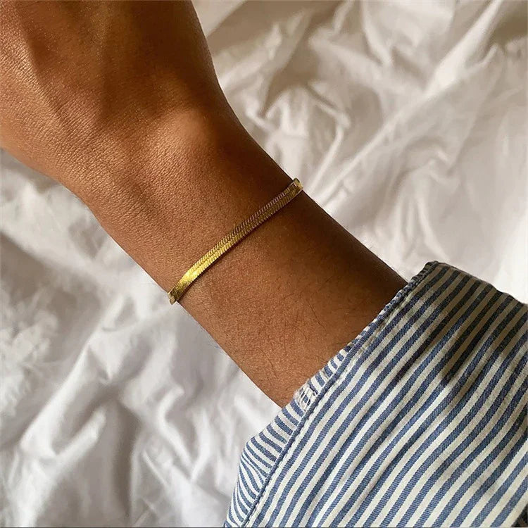 [Gaonasi]Vida Gold Herringbone Bracelet