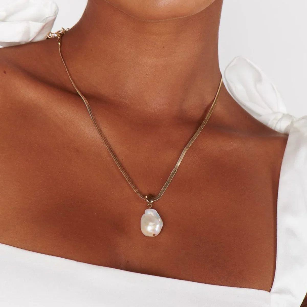 [Gaonasi]Glorietta Herringbone Pearl Necklace