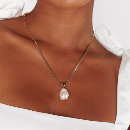 [Gaonasi]Glorietta Herringbone Pearl Necklace