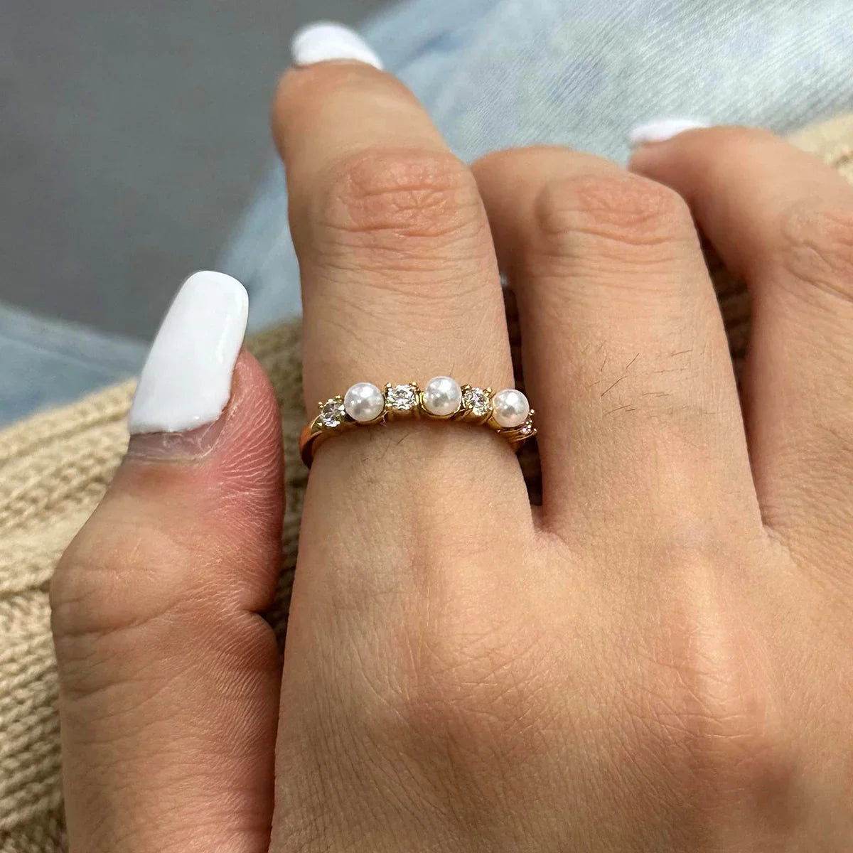 [Gaonasi]Keisha Diamond Pearl Ring