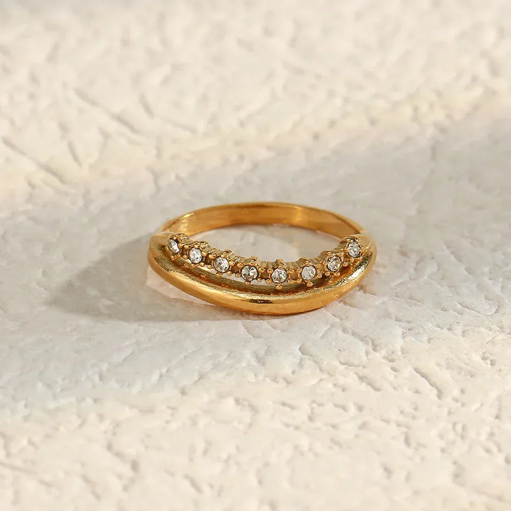 [Gaonasi]Adeline Diamond Simulant Gold Ring
