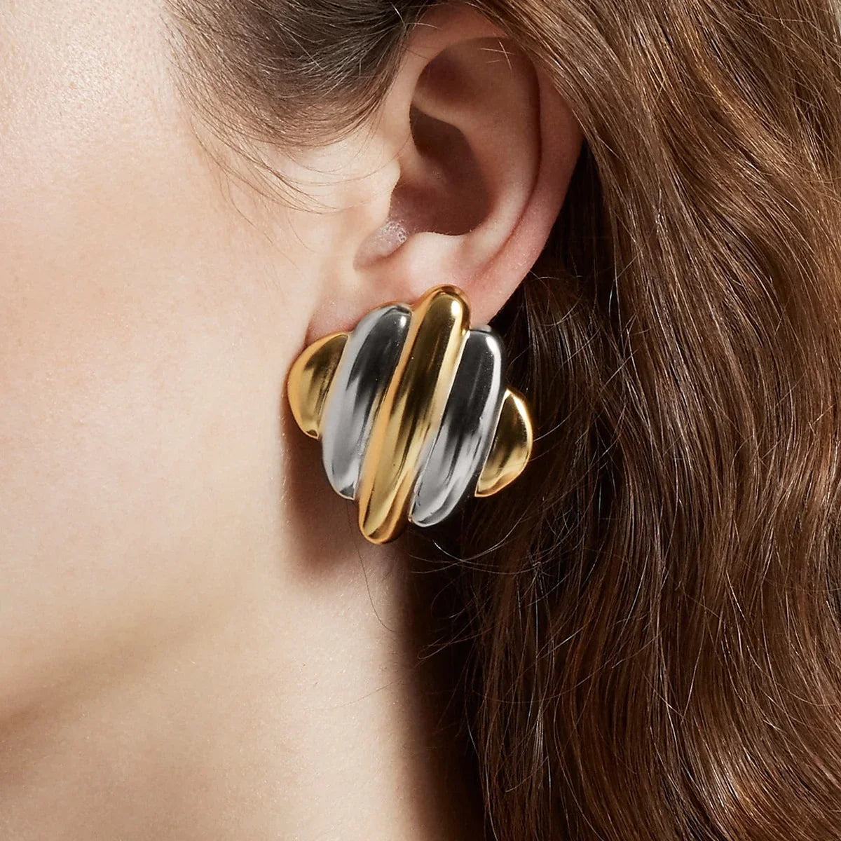 [Gaonasi]Maxine Rippled Gold Earrings