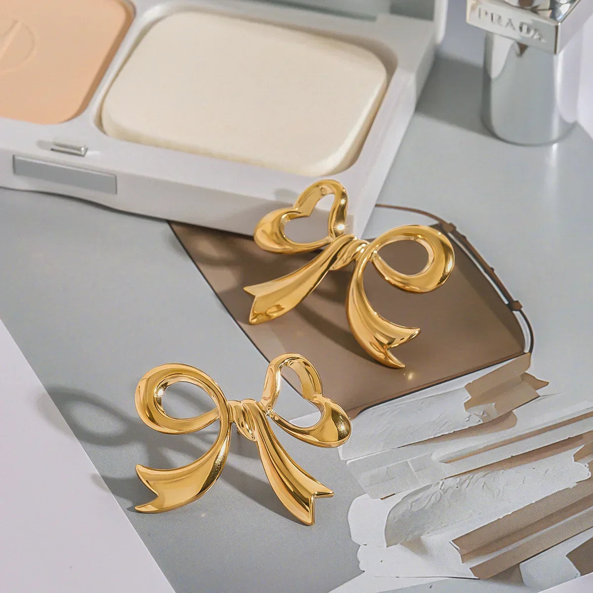 [Gaonasi]Carissa Gold Bowtie Earrings