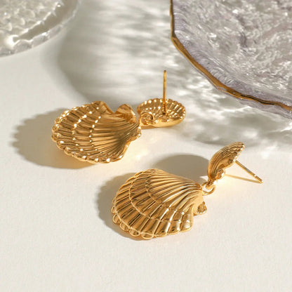 [Gaonasi]Sandy Gold Seashell Earrings
