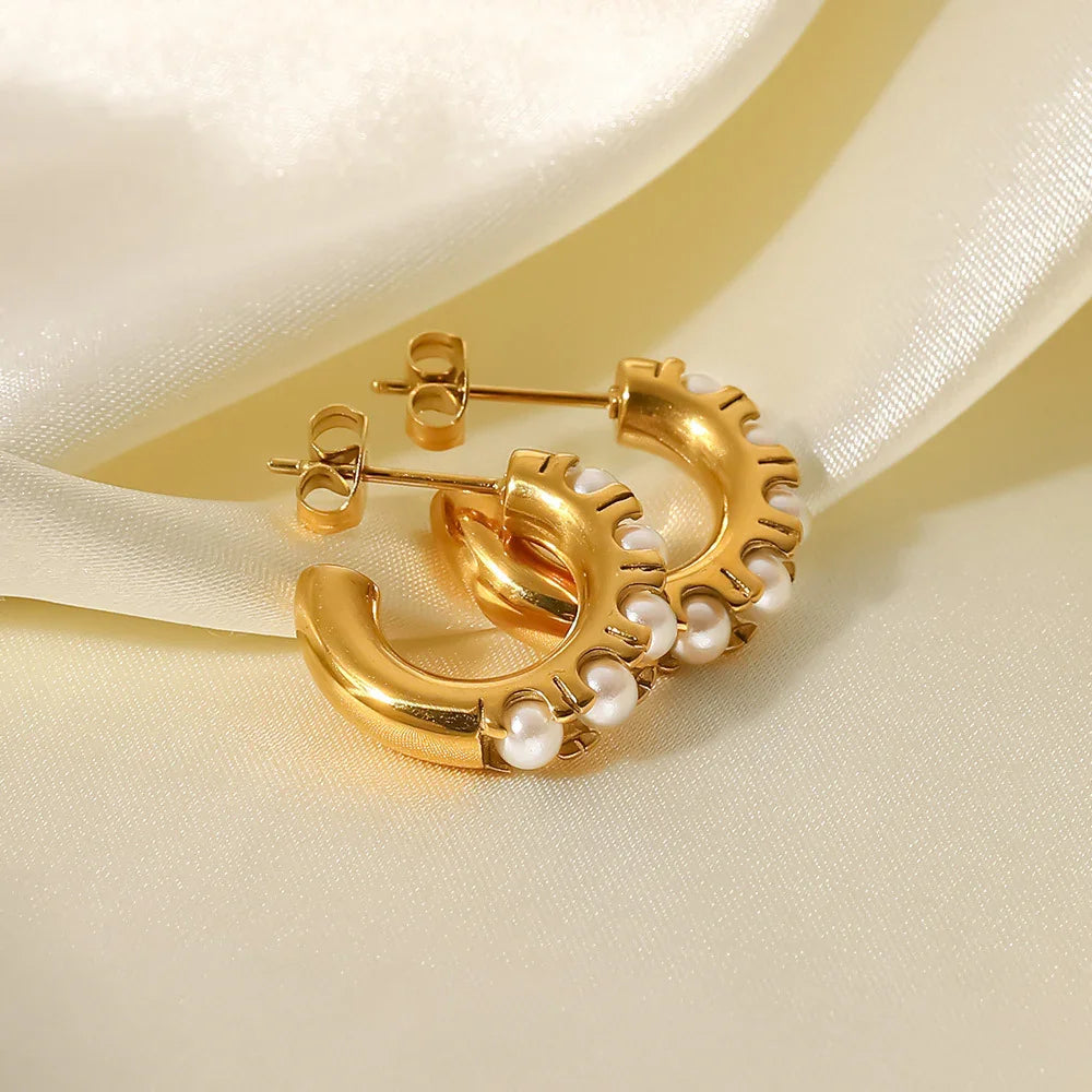 [Gaonasi]Irene Pearl Hoop Earrings