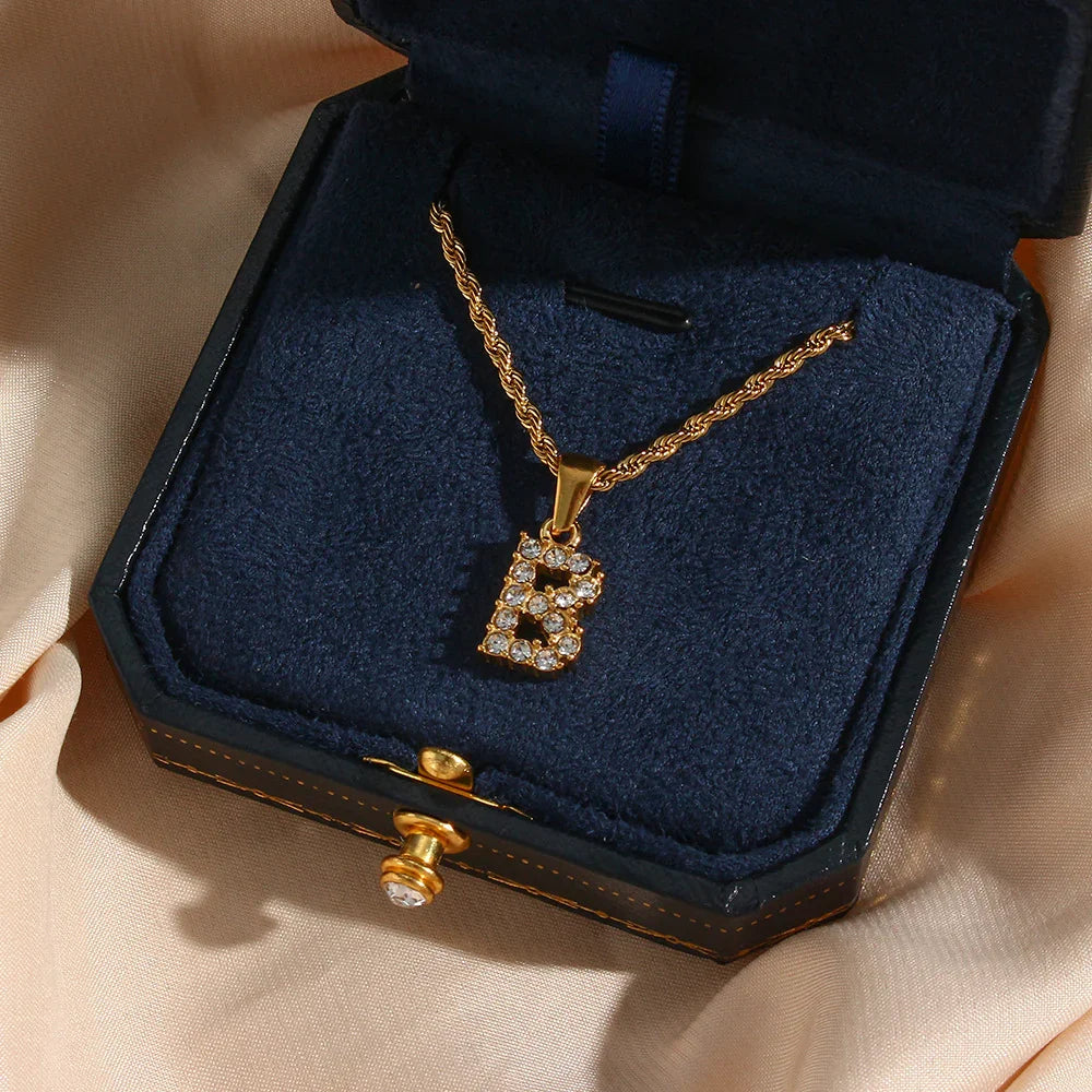 [Gaonasi]Maeve Letter Initial Diamond Necklace