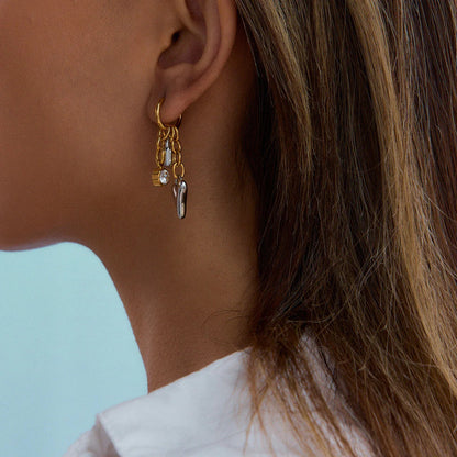 [Gaonasi]Sarah Heart & Lock Gold Earrings