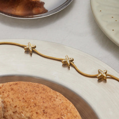 [Gaonasi]Brienne Diamond Cross Herringbone Bracelet