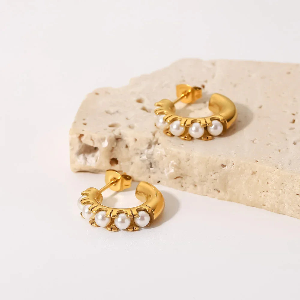 [Gaonasi]Irene Pearl Hoop Earrings
