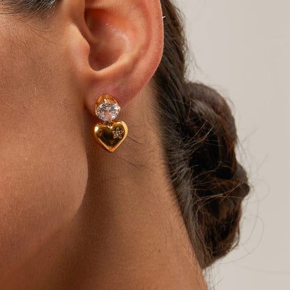 [Gaonasi]Emmeline Heart Gold Earrings