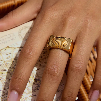 [Gaonasi]Carlotta Geometric Shell Ring