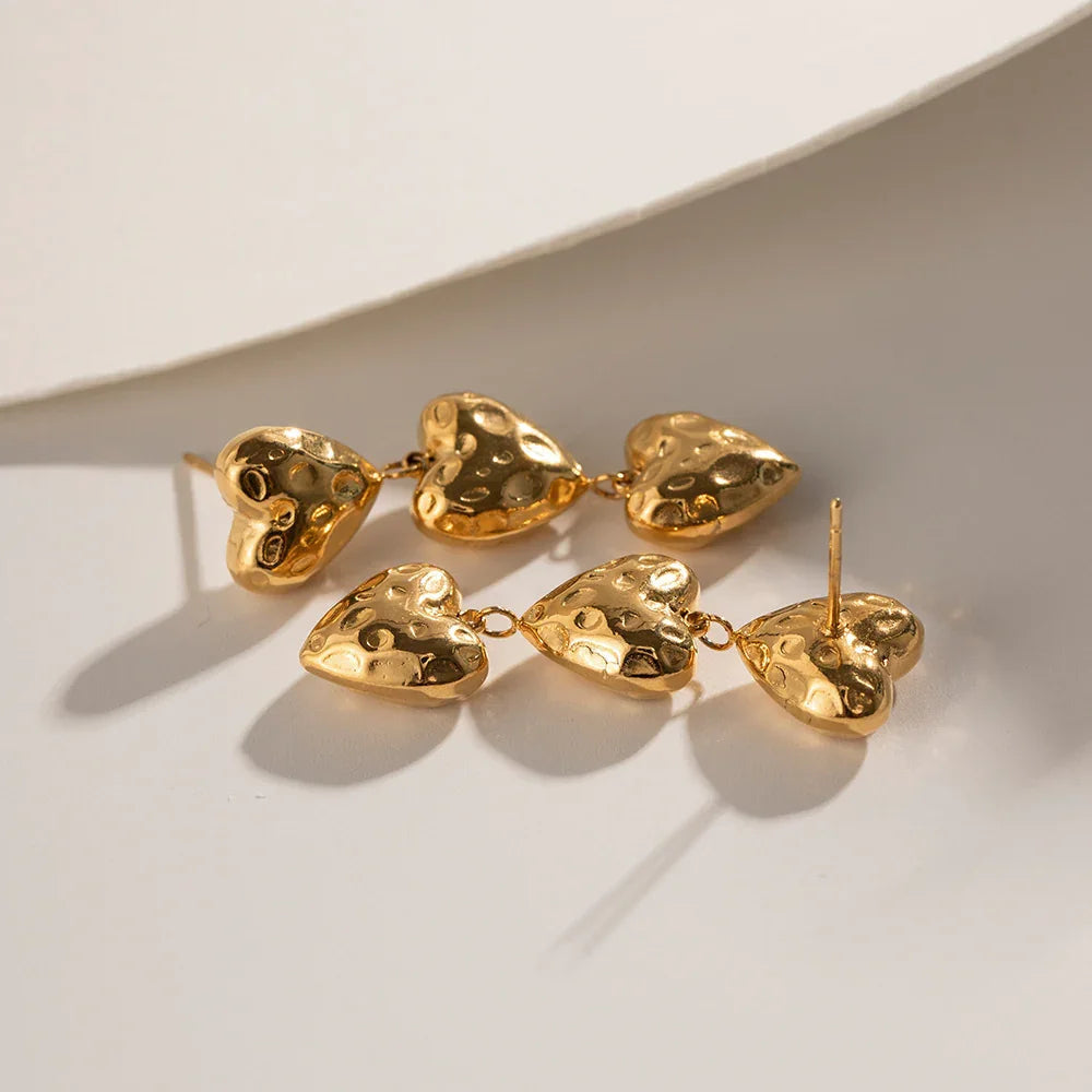 [Gaonasi]Heather Heart Gold Earrings