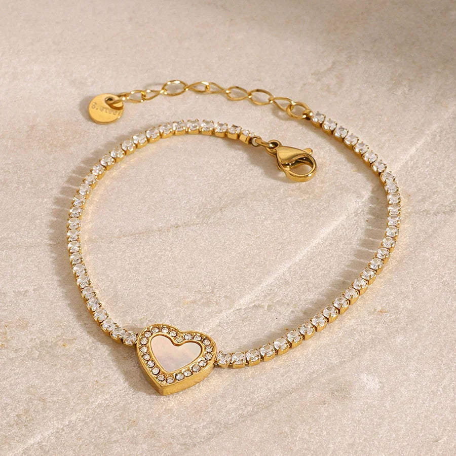 [Gaonasi]Cameron Diamond Heart Tennis Bracelet