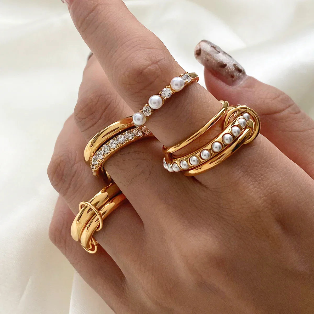 [Gaonasi]Dune Stacked Gold Ring