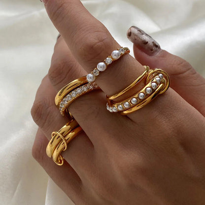 [Gaonasi]Mikayla Stacked Freshwater Pearl Ring