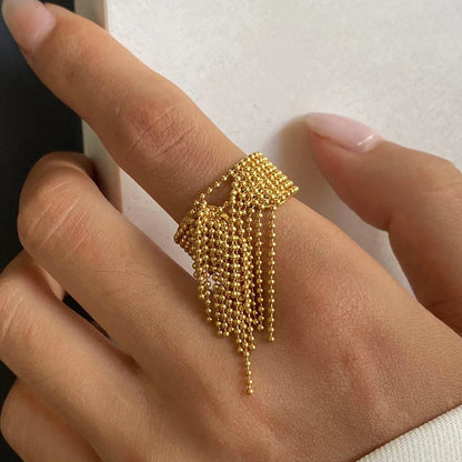 [Gaonasi]Krystelle Gold Tassel Ring