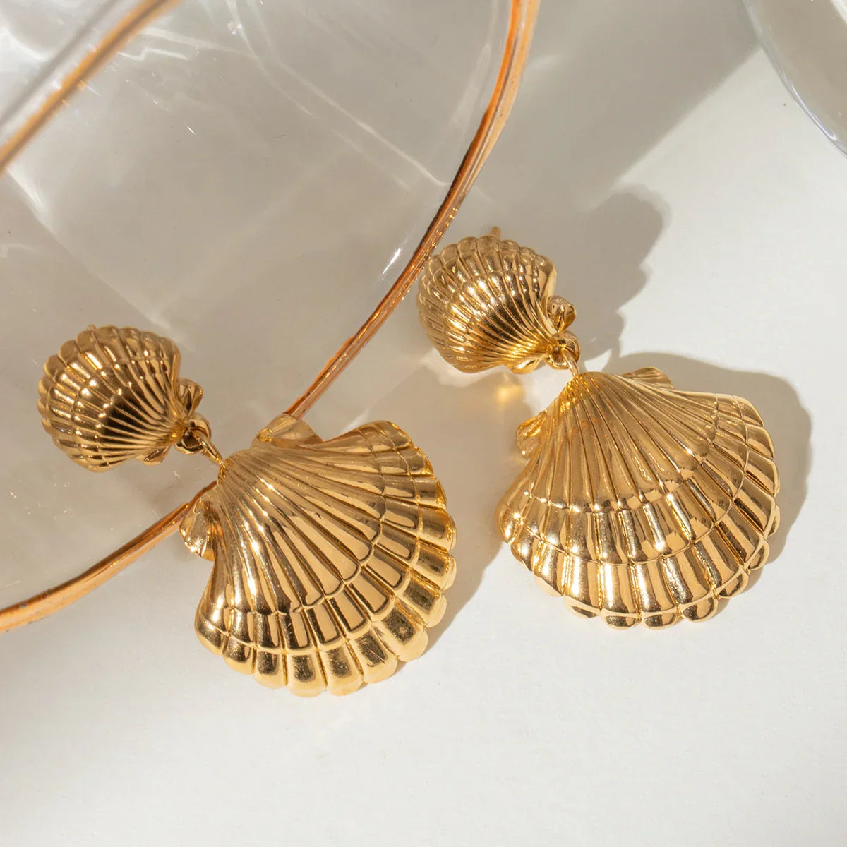 [Gaonasi]Sandy Gold Seashell Earrings