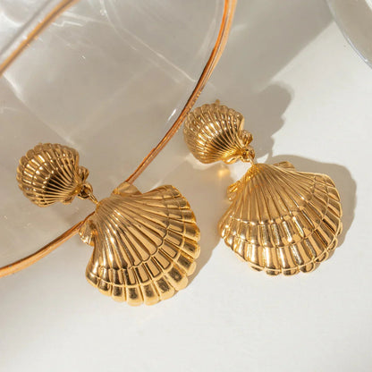 [Gaonasi]Sandy Gold Seashell Earrings