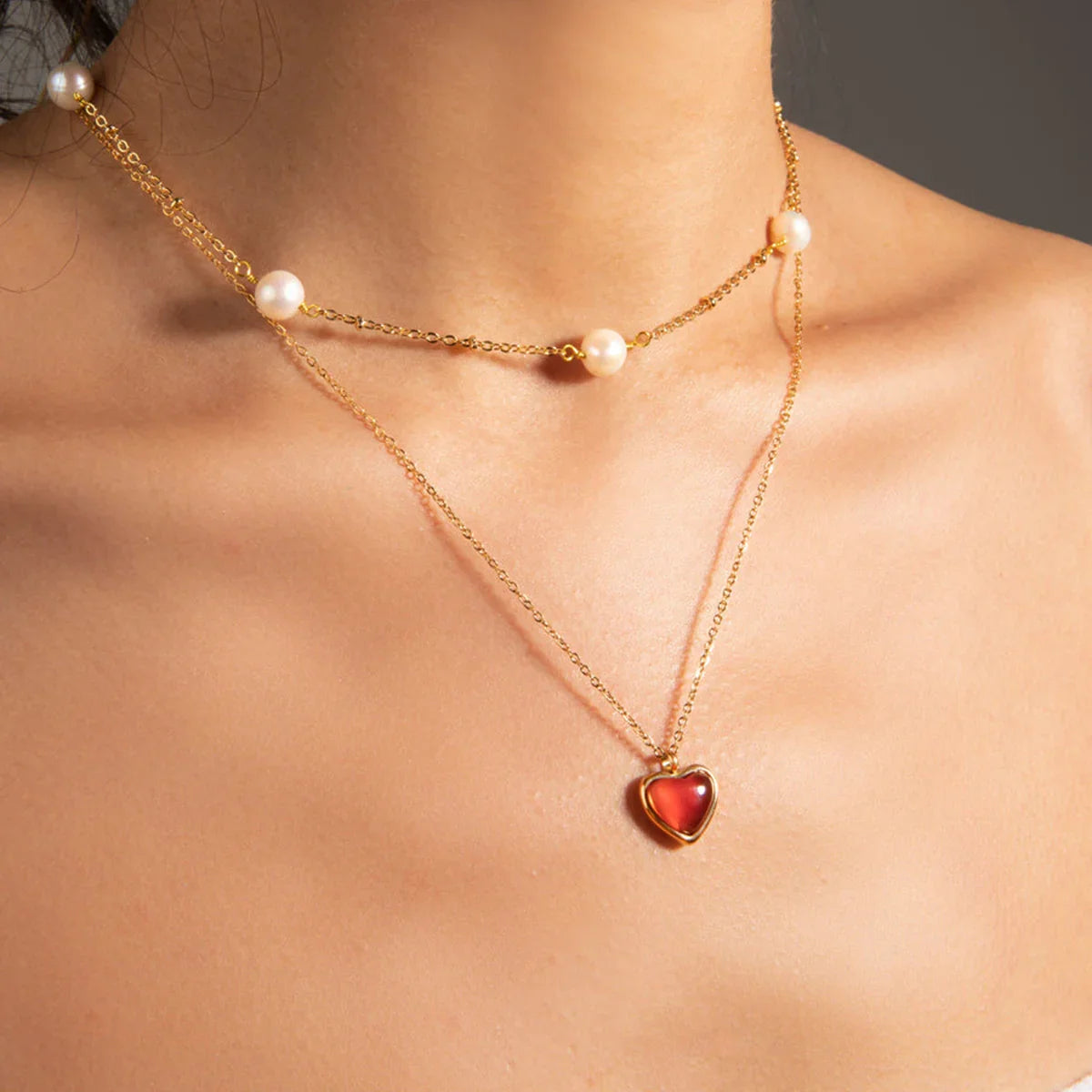 [Gaonasi]Cecily Gold Heart Necklace