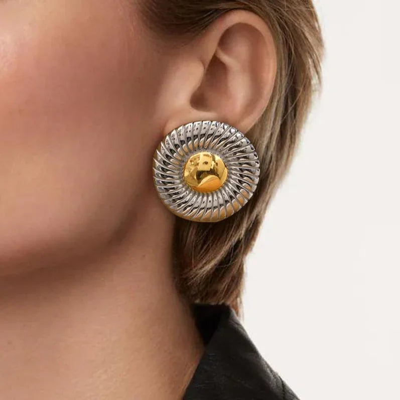 [Gaonasi]Summers Gold Button Earrings