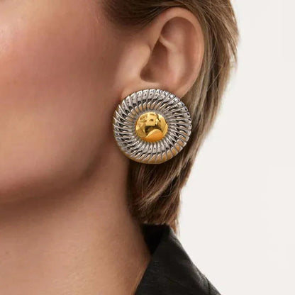 [Gaonasi]Summers Gold Button Earrings