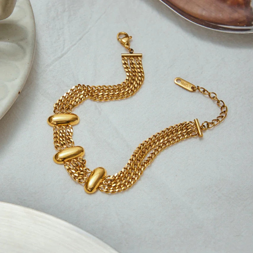 [Gaonasi]Kathleen Layered Chain Gold Bracelet
