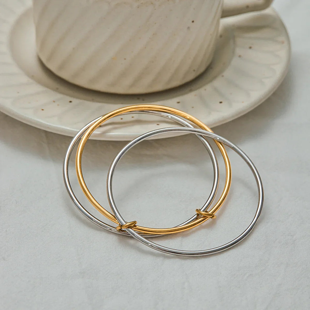 [Gaonasi]Romina Two Tone Stacked Bracelet