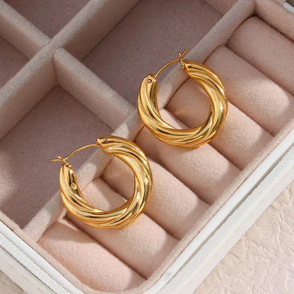[Gaonasi]Denisse Twisted Hoop Earrings