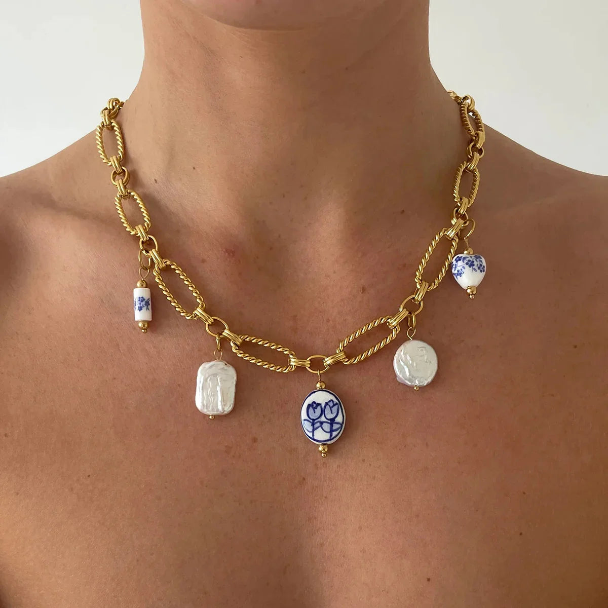 [Gaonasi]Cerulean Freshwater Pearl Necklace