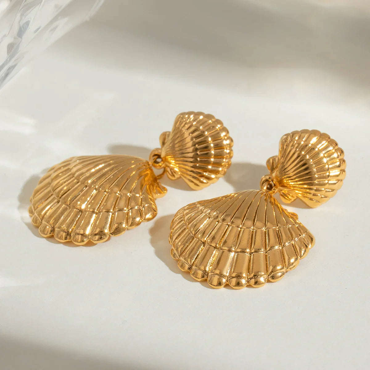 [Gaonasi]Sandy Gold Seashell Earrings