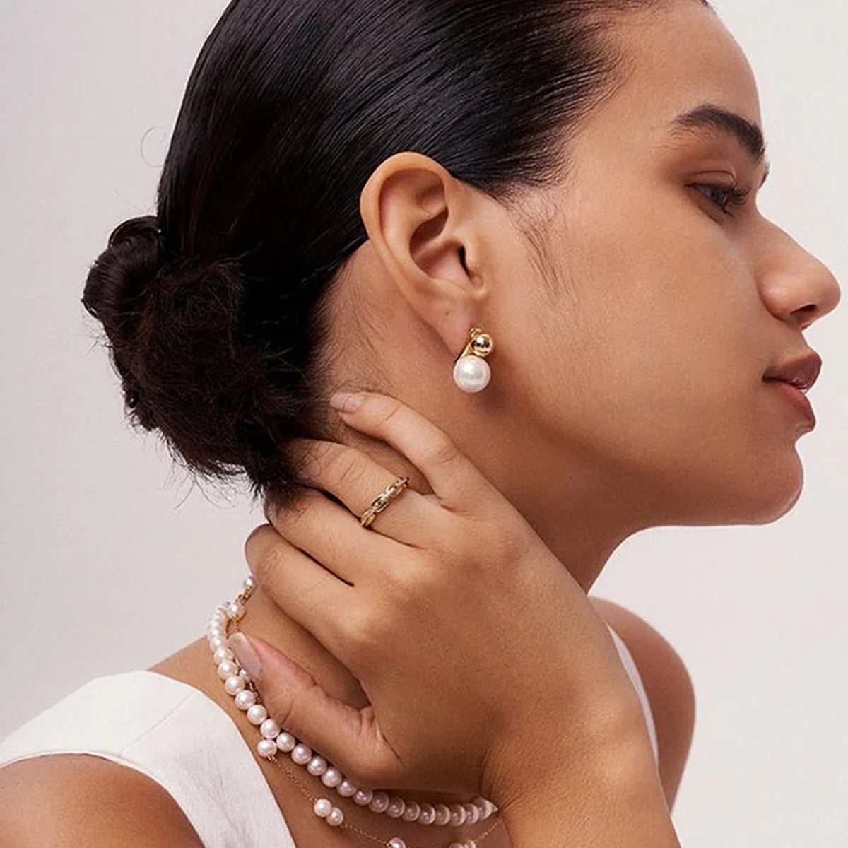 [Gaonasi]Nautica Dome Pearl Earrings