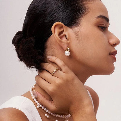 [Gaonasi]Nautica Dome Pearl Earrings