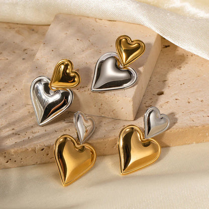 [Gaonasi]Zofia Two Tone Heart Earrings
