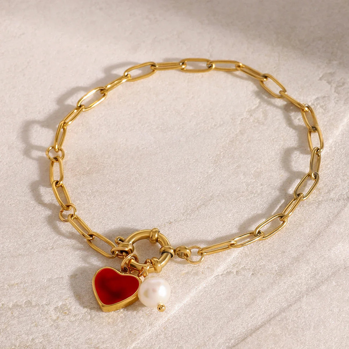 [Gaonasi]Nerissa Heart Chain Pearl Bracelet
