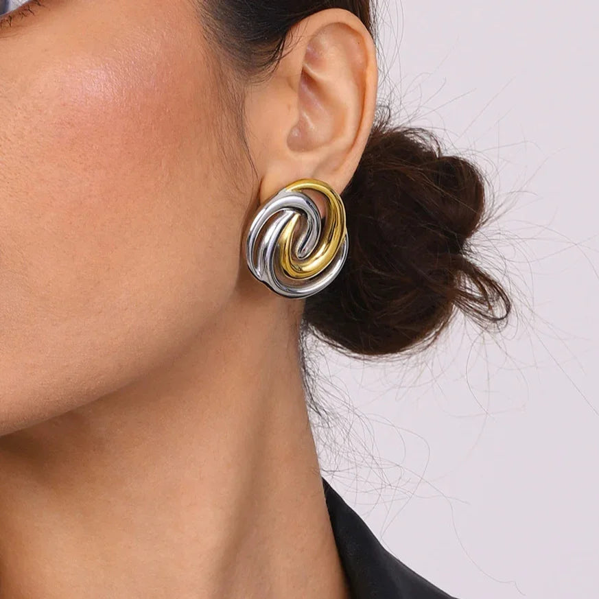 [Gaonasi]Janice Triple Spiral Gold Earrings