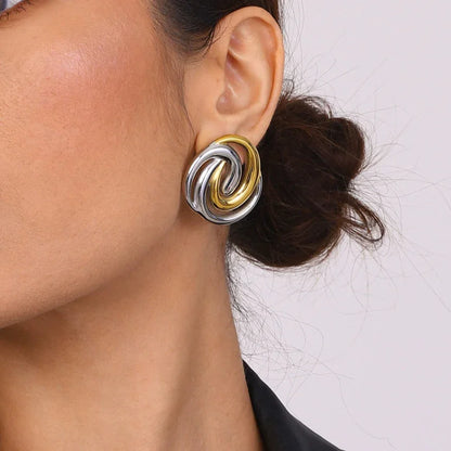[Gaonasi]Janice Triple Spiral Gold Earrings