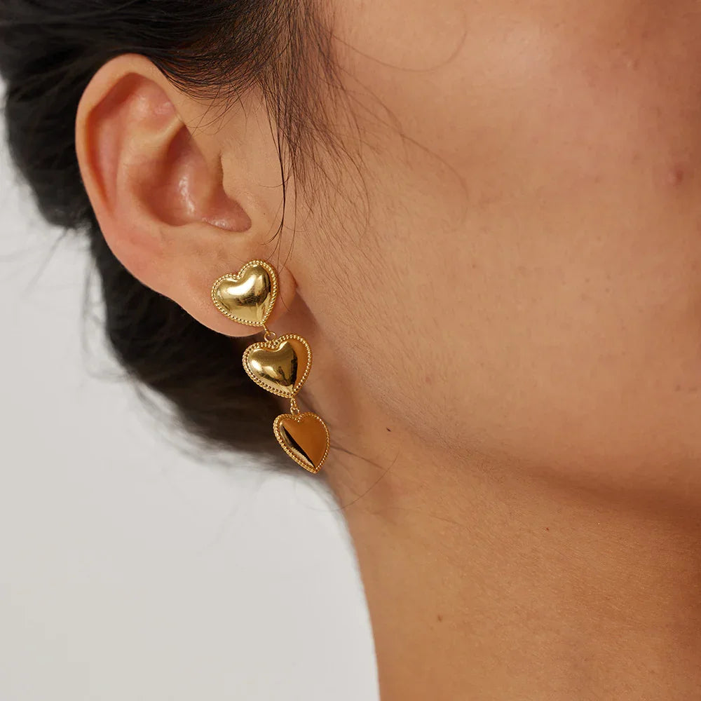 [Gaonasi]Aimee Gold Heart Earrings