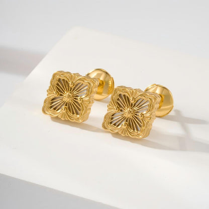 [Cadisa JEWELRY]OPERA TULLE GOLD BUTTON EARRINGS ENAMELED ELEMENT