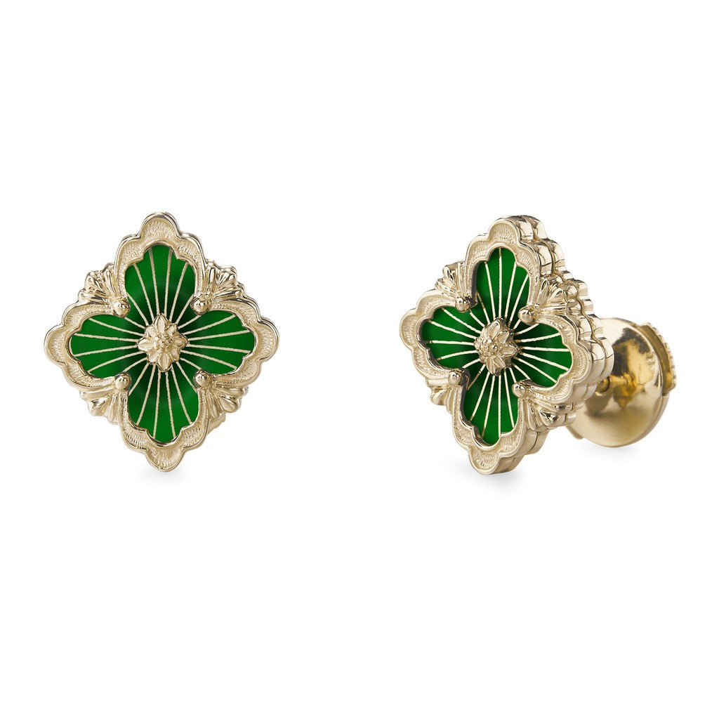 [Cadisa JEWELRY]OPERA TULLE GOLD BUTTON EARRINGS ENAMELED ELEMENT
