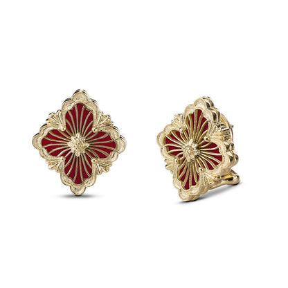 [Cadisa JEWELRY]OPERA TULLE GOLD BUTTON EARRINGS ENAMELED ELEMENT
