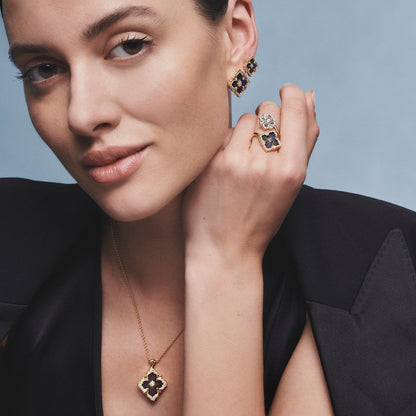 [Cadisa JEWELRY]OPERA TULLE GOLD BUTTON EARRINGS ENAMELED ELEMENT