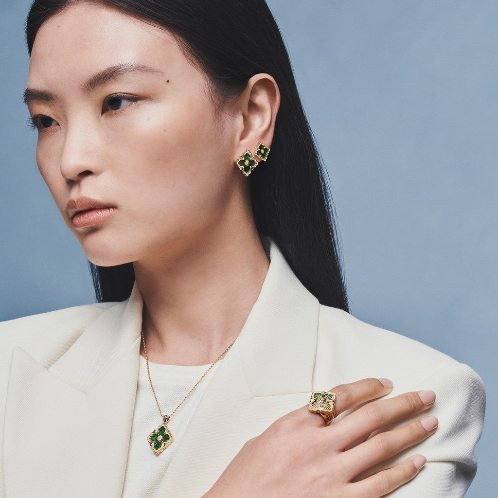 [Cadisa JEWELRY]OPERA TULLE GOLD BUTTON EARRINGS ENAMELED ELEMENT