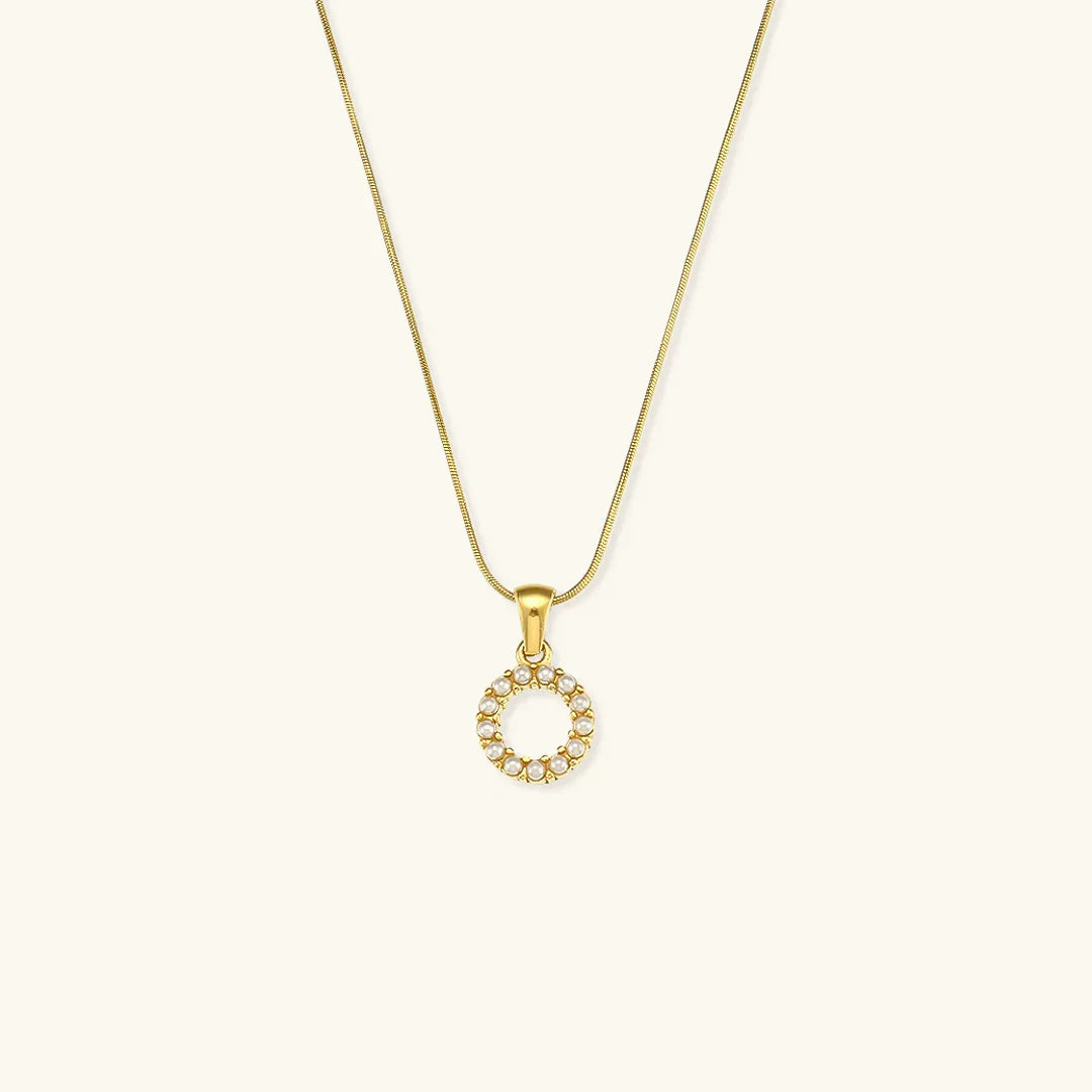 [Gaonasi]Augustine Initial Letter Pearl Necklace