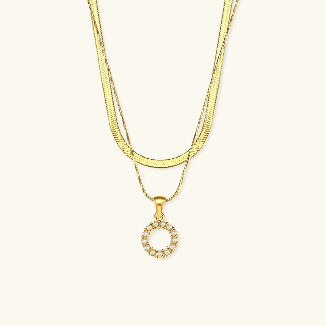 [Gaonasi]Fiona Layered Gold Initial Letter Necklace