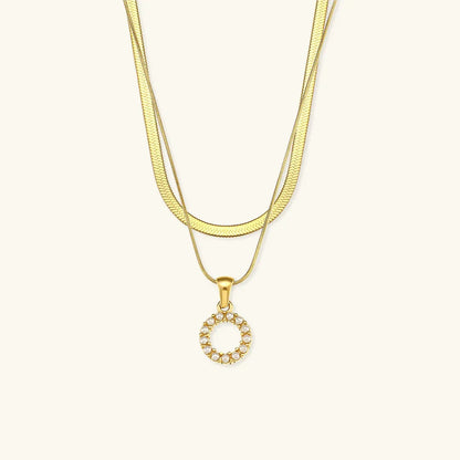 [Gaonasi]Fiona Layered Gold Initial Letter Necklace