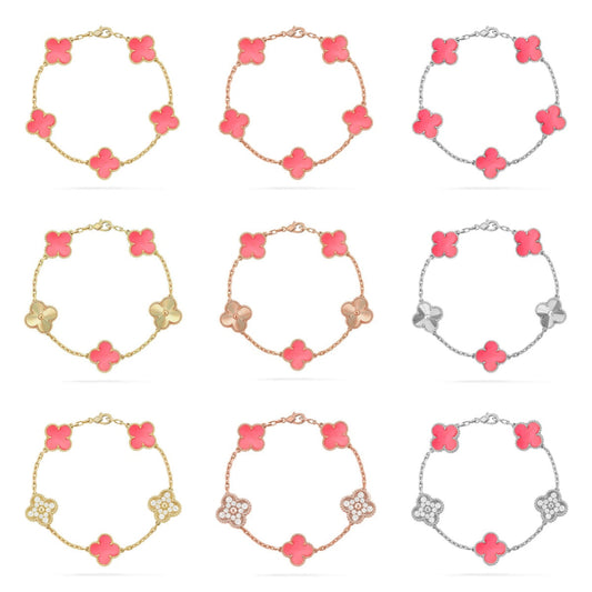 [Cadisa] CLOVER 5 MOTIFS  PINK MOP BRACELET COLLECTION