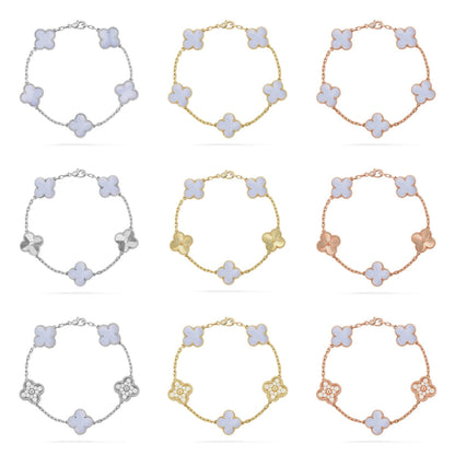 [Cadisa] CLOVER 5 MOTIF PURPLE CHALCEDONY BRACELET COLLECTION