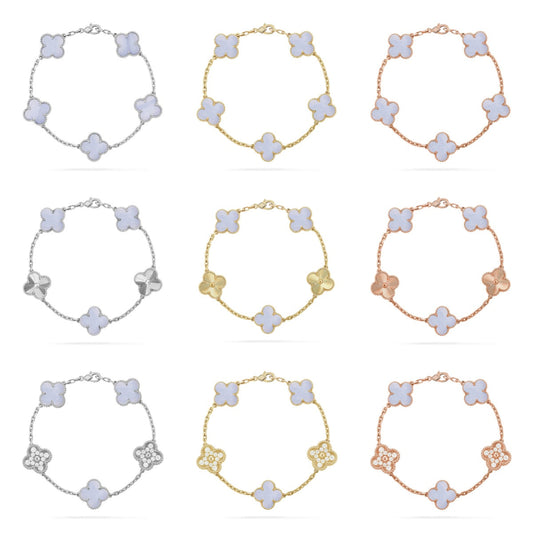 [Cadisa] CLOVER 5 MOTIF PURPLE CHALCEDONY BRACELET COLLECTION