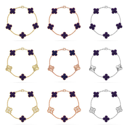 [Gaonasi]CLOVER 5 MOTIF PURPLE STRIPES BRACELET COLLECTION