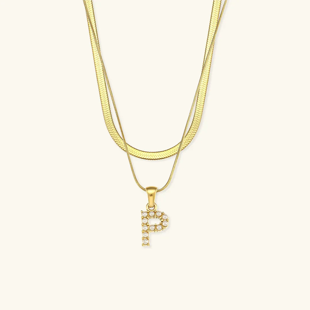 [Gaonasi]Fiona Layered Gold Initial Letter Necklace